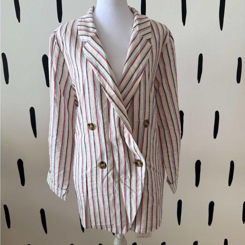 dolan White Blazer with Pink and Purple Stripes